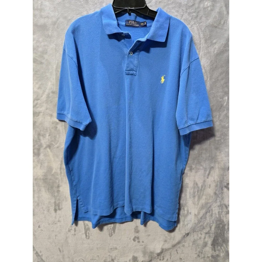 Ralph Lauren Polo Golf Mens Shirt Blue XXL Casual Yellow Pony Classic